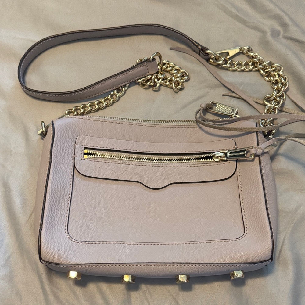 Rebecca Minkoff Beige Crossbody Bag with Gold Chain